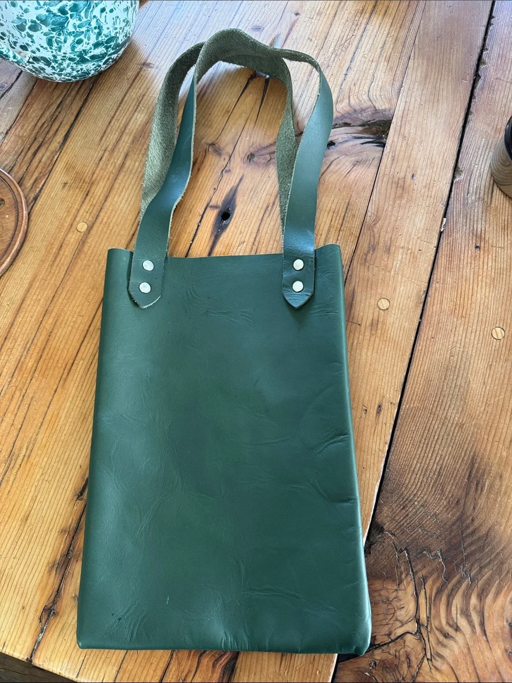 Classic Green Leather Tote Bag for Men